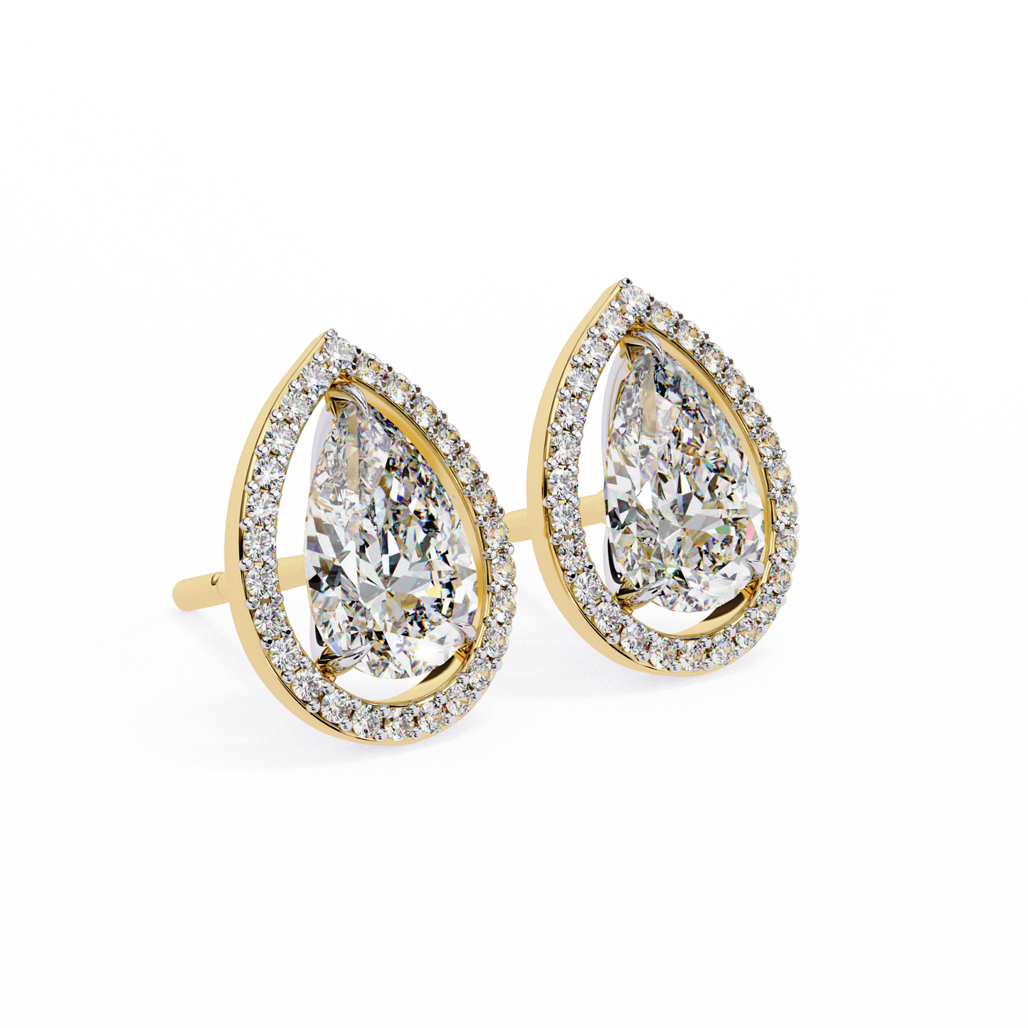 Pear And Round Cut Top Grade Lab Grown Diamond Elegant Antique Vintage Minimal Stud Earring For Women's