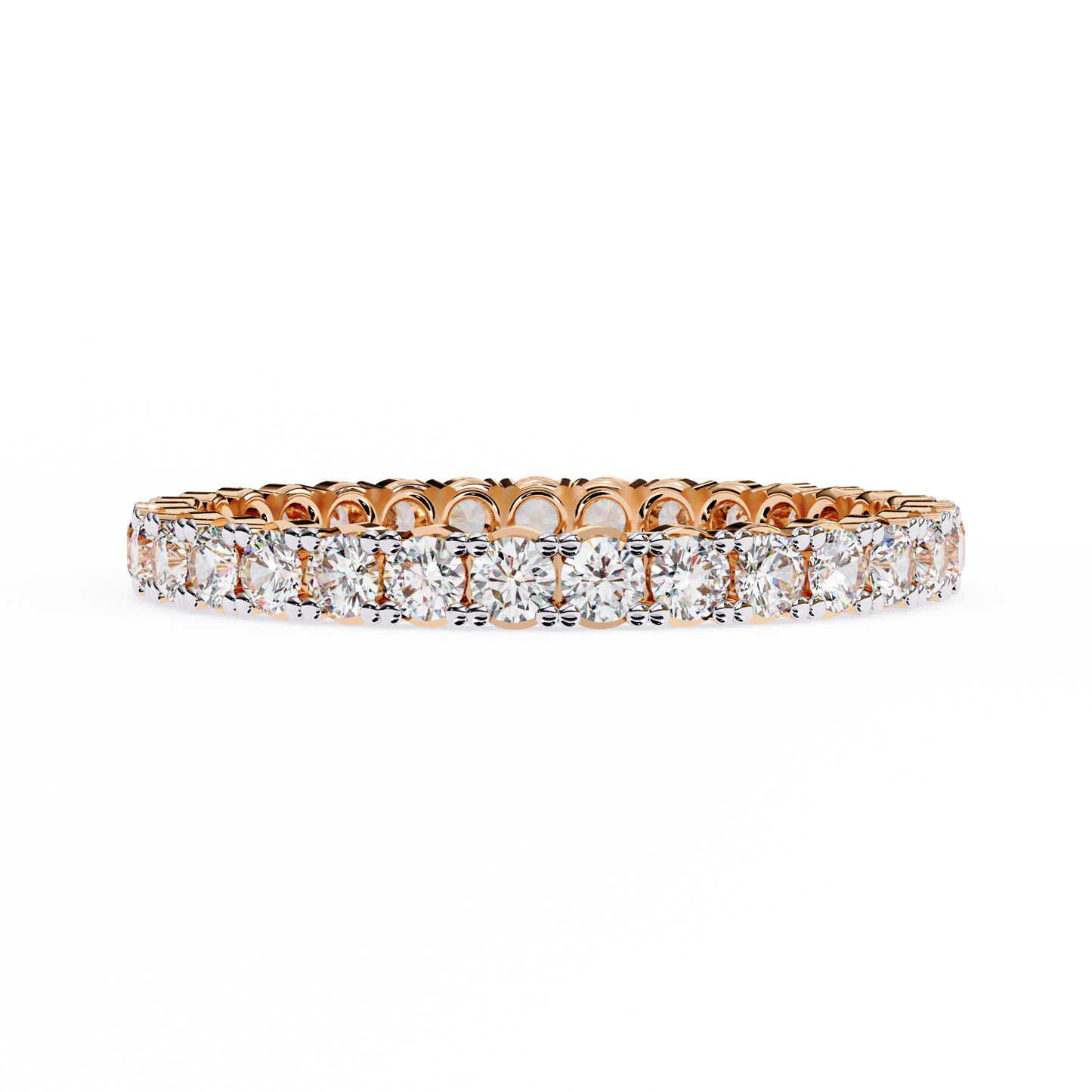 Round Cut White Colorless Diamond Elegant Full Eternity Classic Dainty Bridesmaid Band Gift for Her