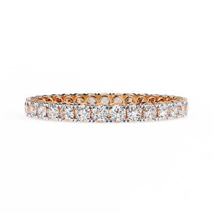 Round Cut White Colorless Diamond Elegant Full Eternity Classic Dainty Bridesmaid Band Gift for Her