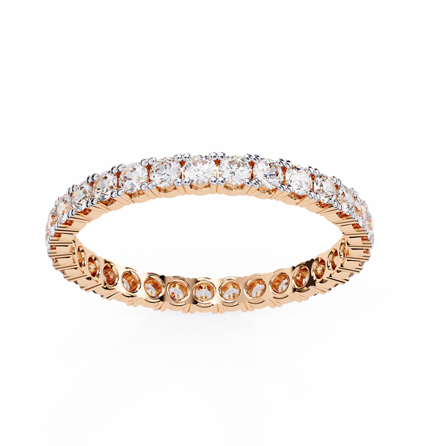 Round Cut White Colorless Diamond Elegant Full Eternity Classic Dainty Bridesmaid Band Gift for Her