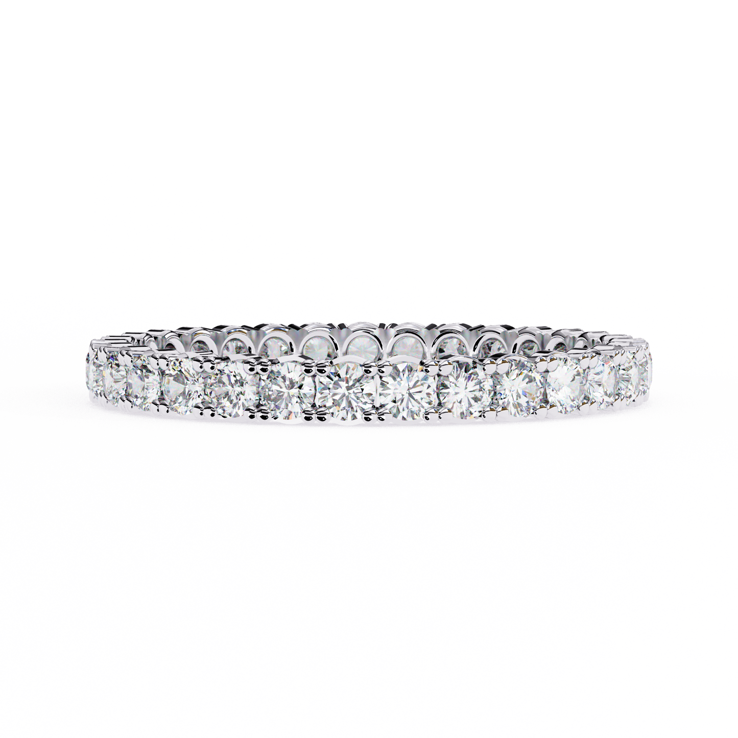 Round Cut White Colorless Diamond Elegant Full Eternity Classic Dainty Bridesmaid Band Gift for Her