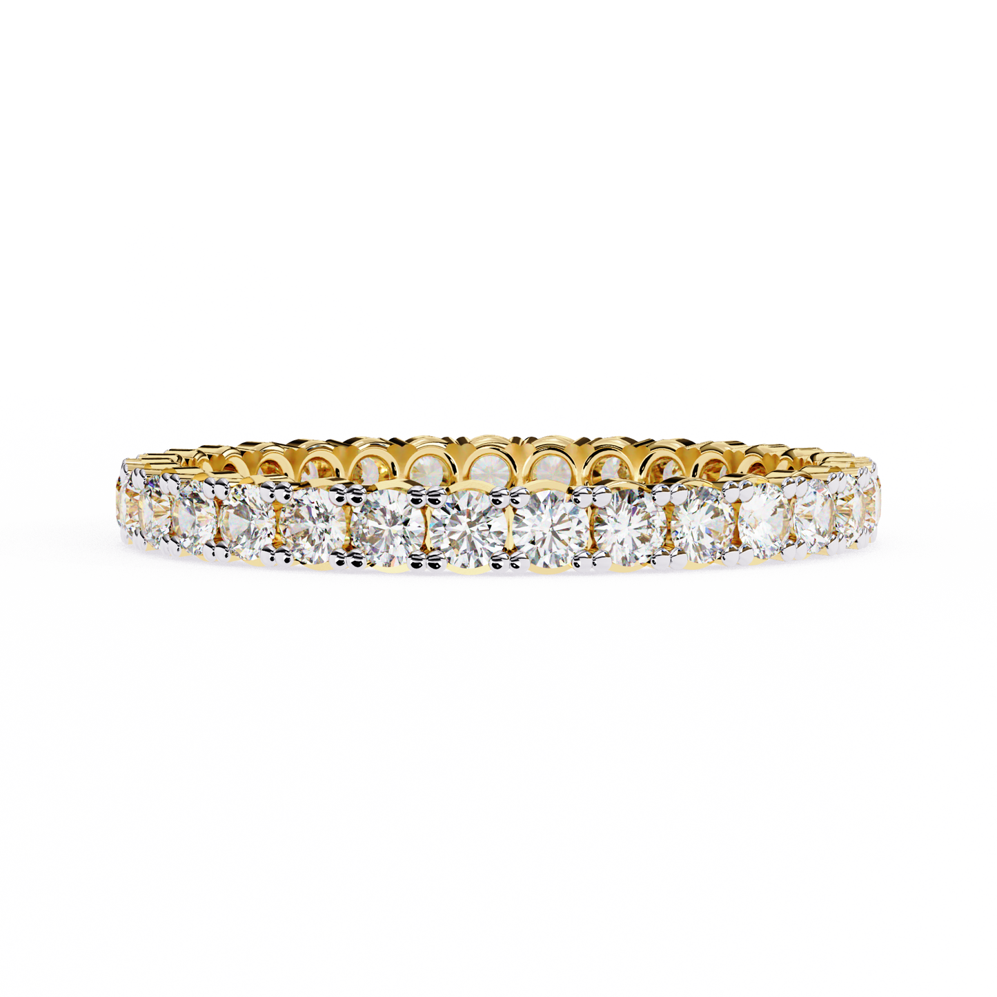 Round Cut White Colorless Diamond Elegant Full Eternity Classic Dainty Bridesmaid Band Gift for Her