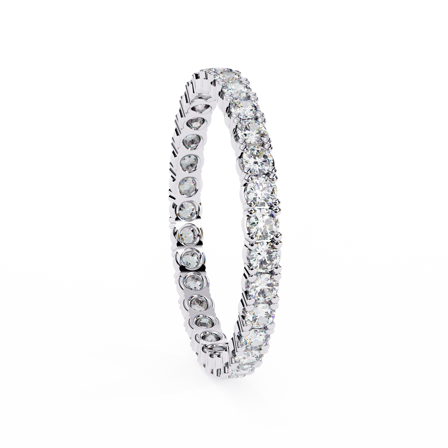 Round Cut White Colorless Diamond Elegant Full Eternity Classic Dainty Bridesmaid Band Gift for Her