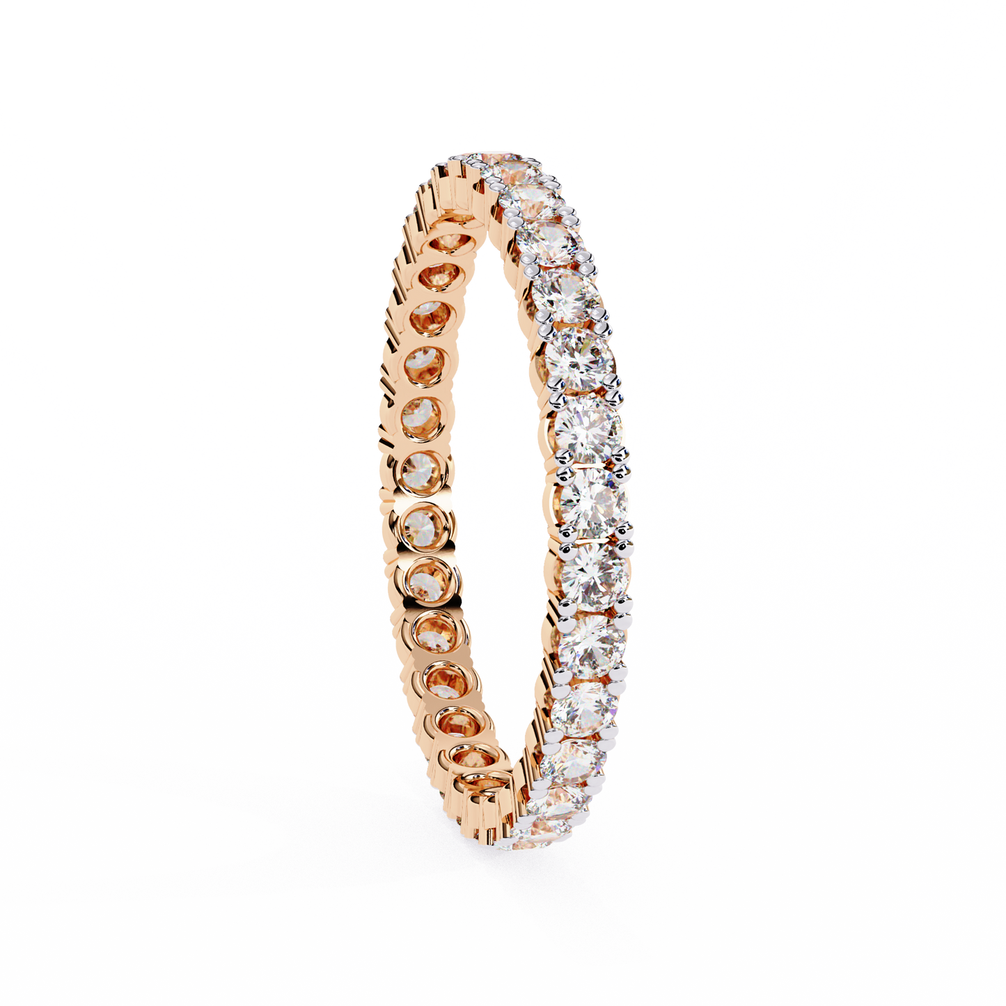 Round Cut White Colorless Diamond Elegant Full Eternity Classic Dainty Bridesmaid Band Gift for Her