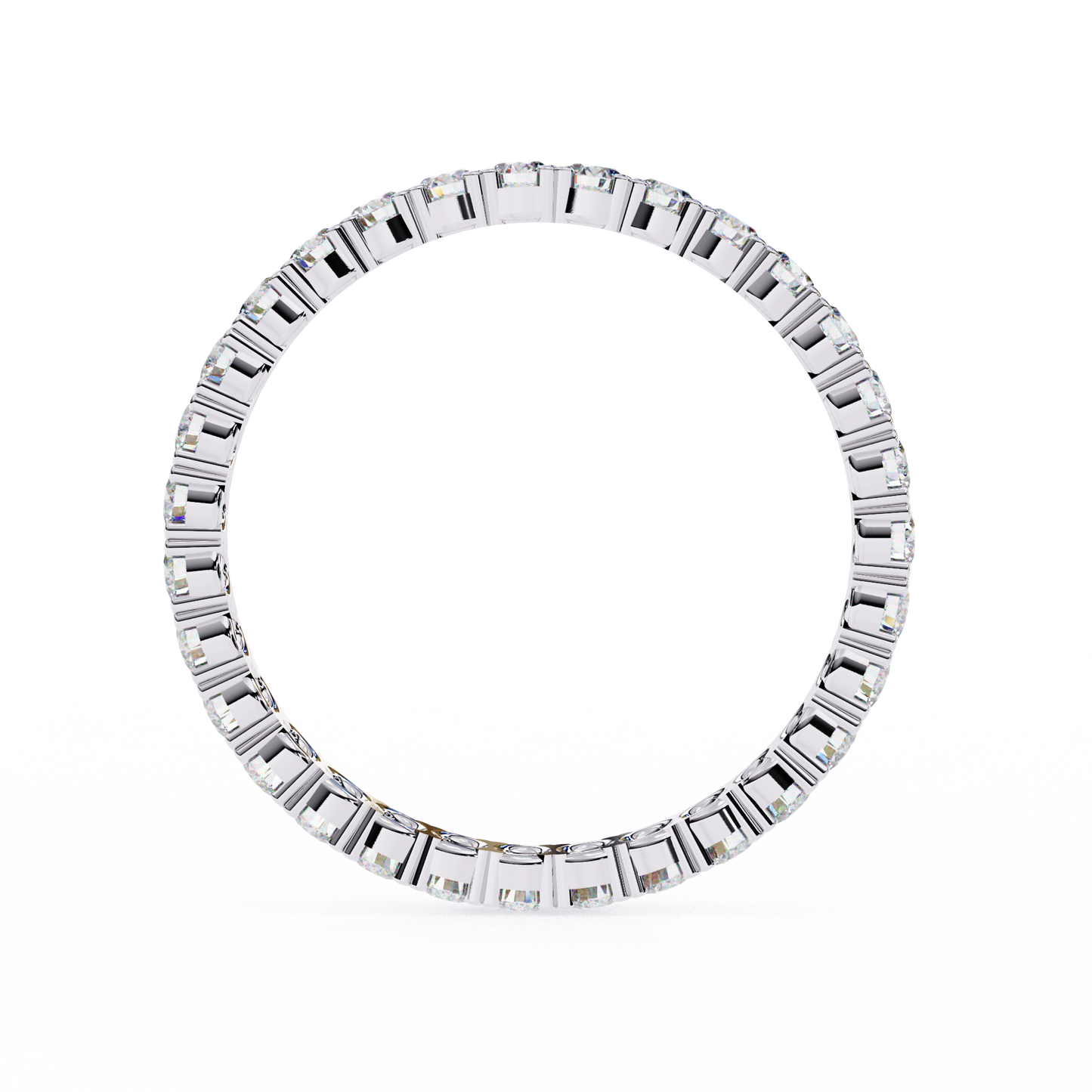Round Cut White Colorless Diamond Elegant Full Eternity Classic Dainty Bridesmaid Band Gift for Her