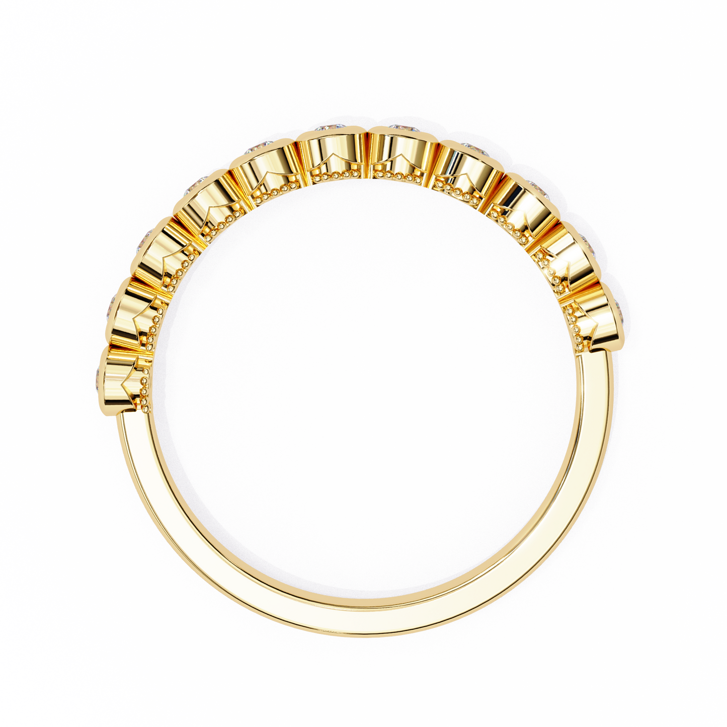 Round Cut Top Grade Lab Grown Diamond Elegant Half Eternity Minimalist Bezel Set Band Gift For Women's