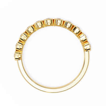 Round Cut Top Grade Lab Grown Diamond Elegant Half Eternity Minimalist Bezel Set Band Gift For Women's
