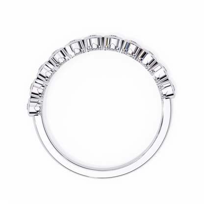 Round Cut Top Grade Lab Grown Diamond Elegant Half Eternity Minimalist Bezel Set Band Gift For Women's