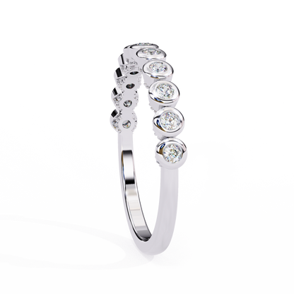 Round Cut Top Grade Lab Grown Diamond Elegant Half Eternity Minimalist Bezel Set Band Gift For Women's