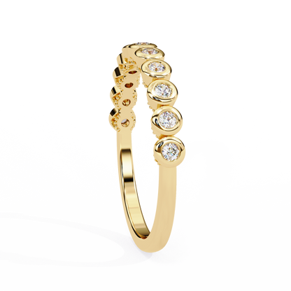 Round Cut Top Grade Lab Grown Diamond Elegant Half Eternity Minimalist Bezel Set Band Gift For Women's