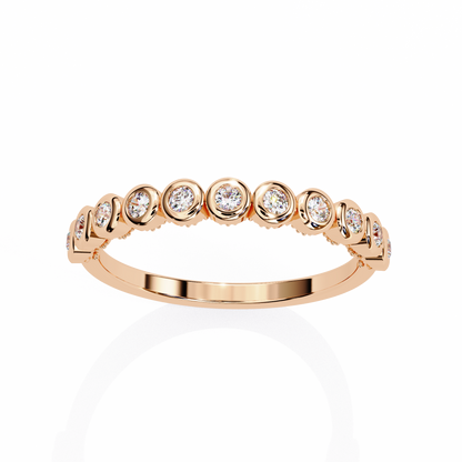 Round Cut Top Grade Lab Grown Diamond Elegant Half Eternity Minimalist Bezel Set Band Gift For Women's
