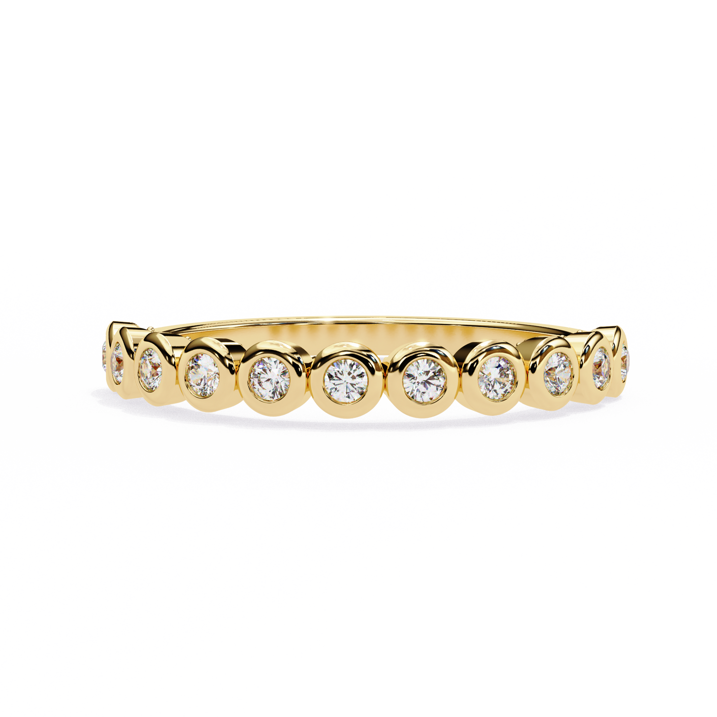 Round Cut Top Grade Lab Grown Diamond Elegant Half Eternity Minimalist Bezel Set Band Gift For Women's