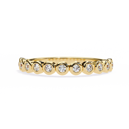 Round Cut Top Grade Lab Grown Diamond Elegant Half Eternity Minimalist Bezel Set Band Gift For Women's