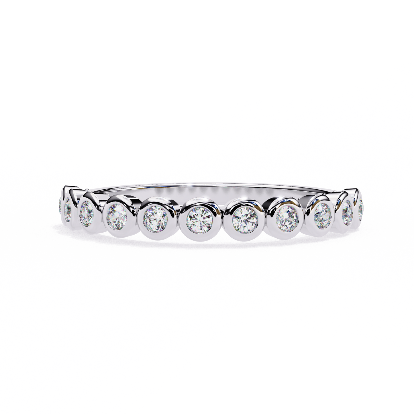 Round Cut Top Grade Lab Grown Diamond Elegant Half Eternity Minimalist Bezel Set Band Gift For Women's