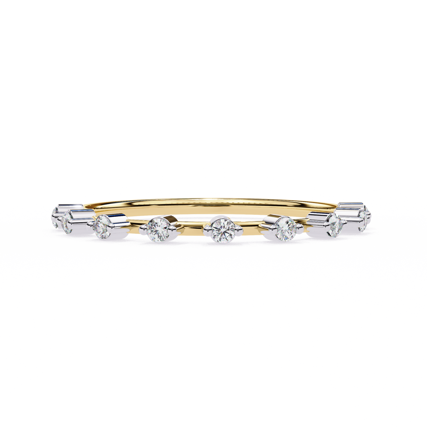 Round Cut 0.11Ct Diamond Prong Set Dainty Stackable Cluster Vintage Stacking Daily Wear Band For Her