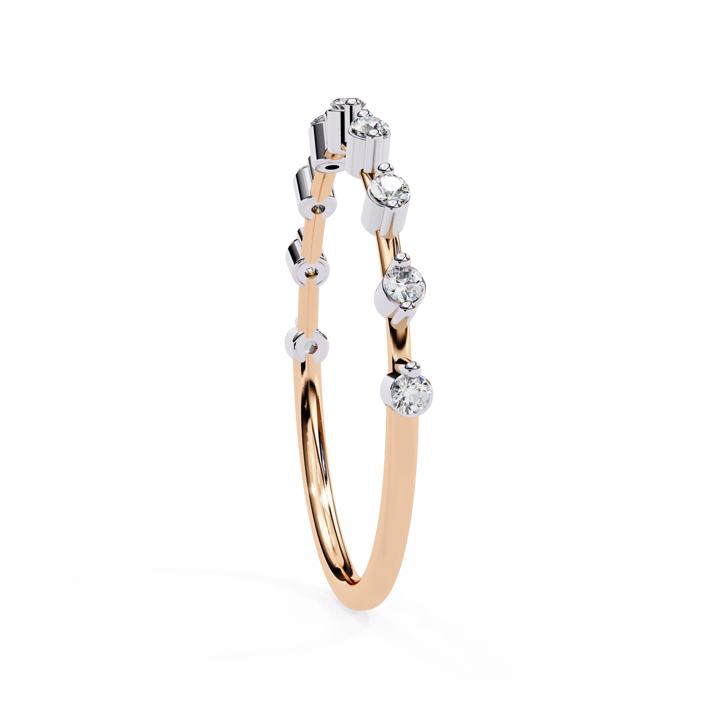 Round Cut 0.11Ct Diamond Prong Set Dainty Stackable Cluster Vintage Stacking Daily Wear Band For Her