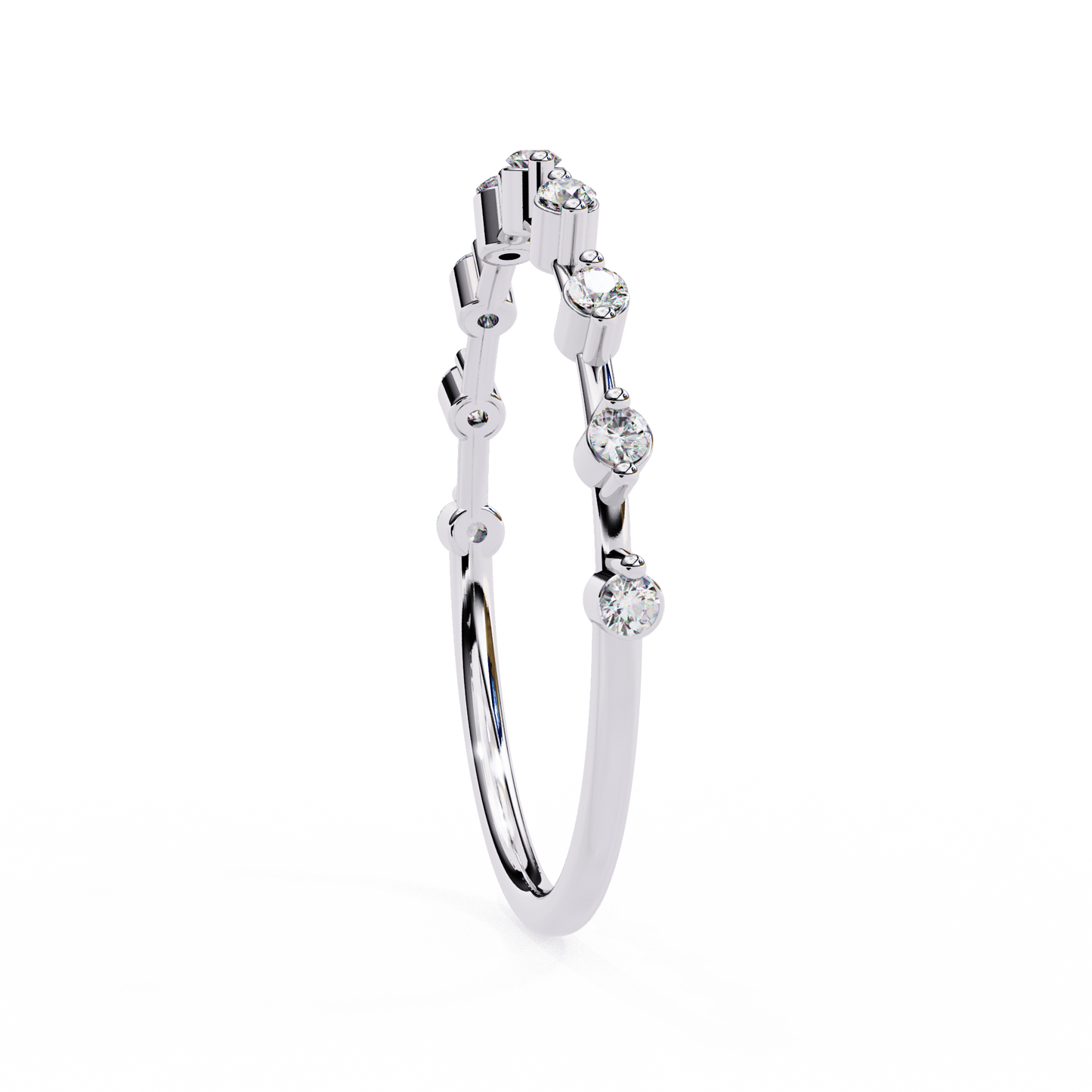 Round Cut 0.11Ct Diamond Prong Set Dainty Stackable Cluster Vintage Stacking Daily Wear Band For Her