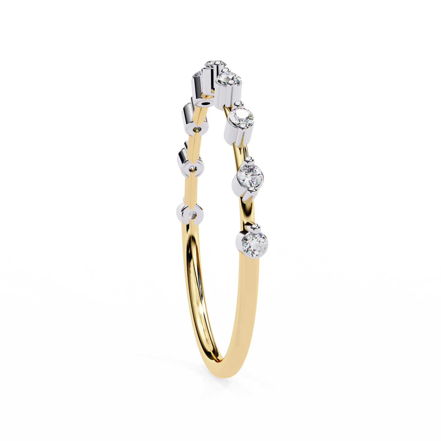 Round Cut 0.11Ct Diamond Prong Set Dainty Stackable Cluster Vintage Stacking Daily Wear Band For Her