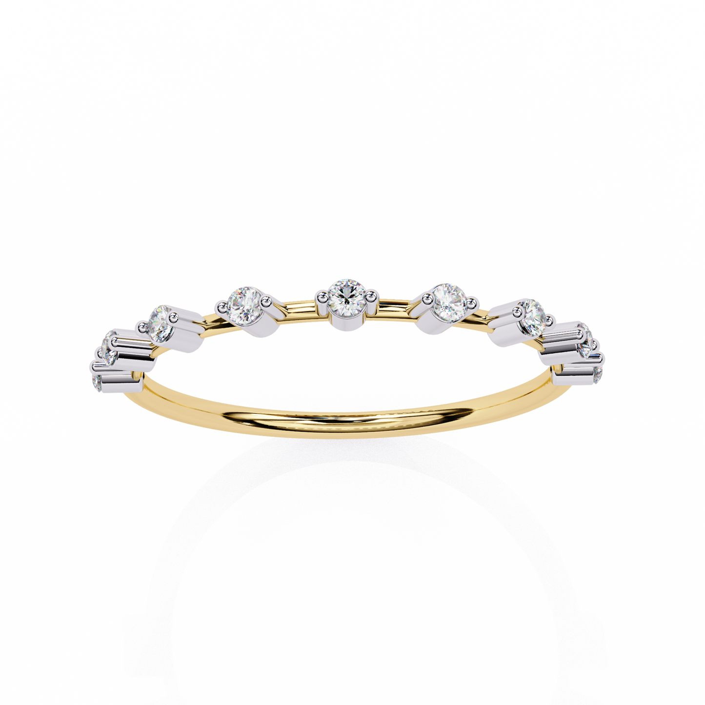 Round Cut 0.11Ct Diamond Prong Set Dainty Stackable Cluster Vintage Stacking Daily Wear Band For Her
