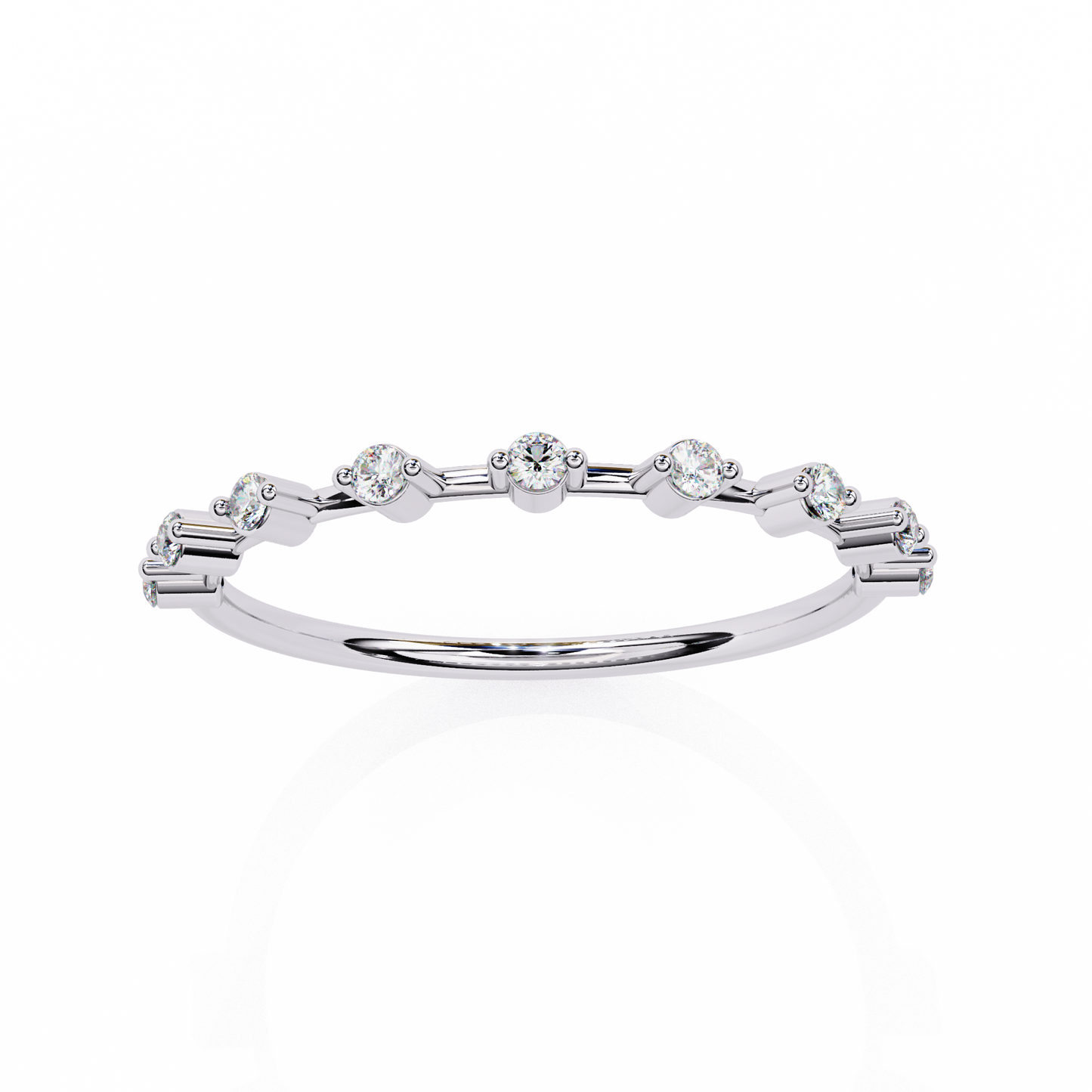 Round Cut 0.11Ct Diamond Prong Set Dainty Stackable Cluster Vintage Stacking Daily Wear Band For Her