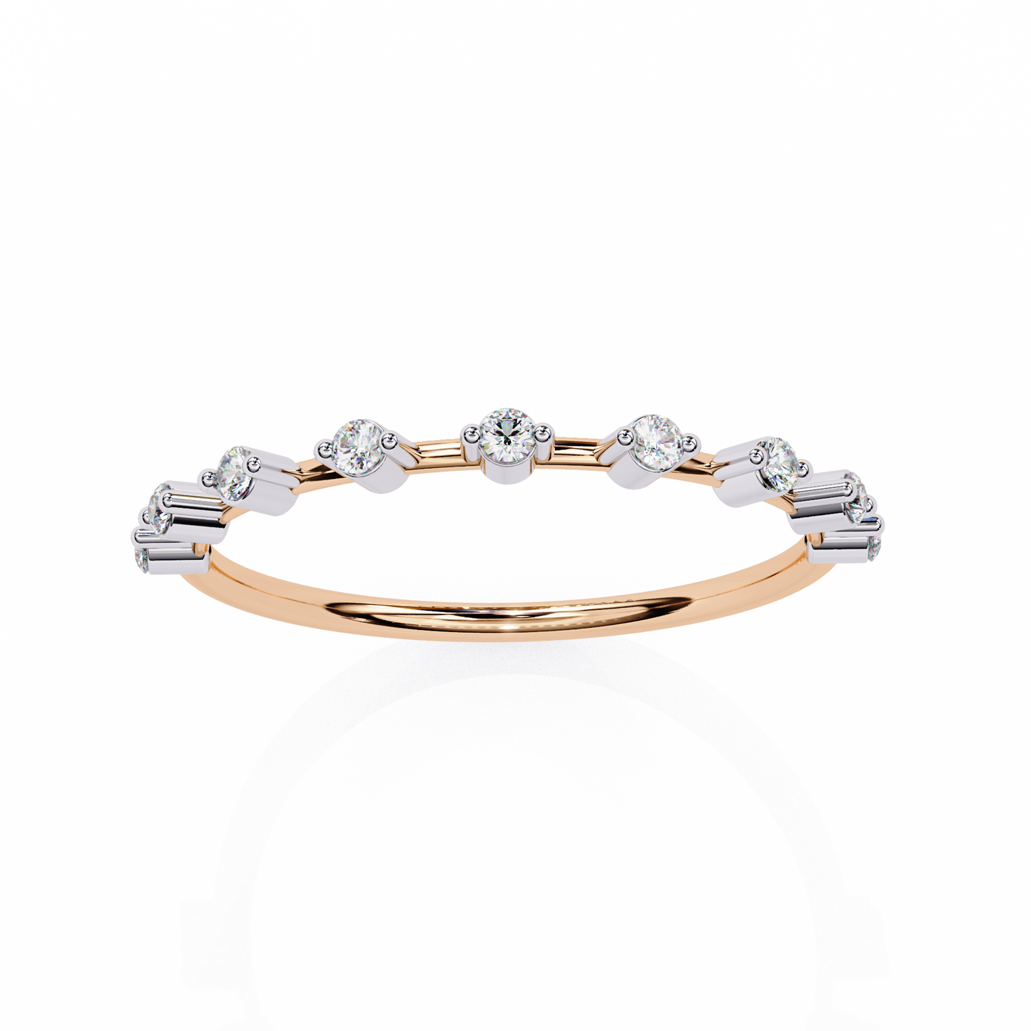 Round Cut 0.11Ct Diamond Prong Set Dainty Stackable Cluster Vintage Stacking Daily Wear Band For Her