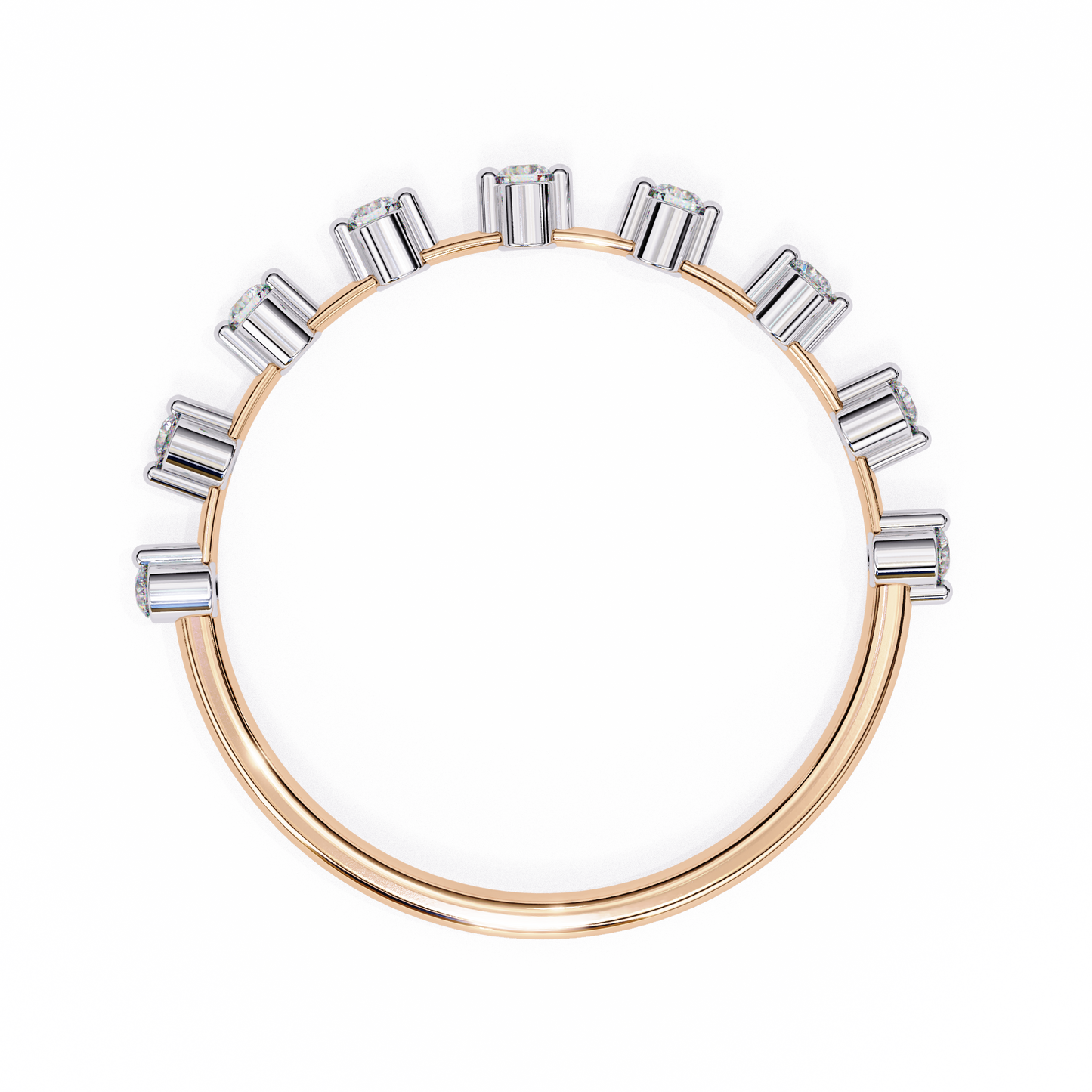 Round Cut 0.11Ct Diamond Prong Set Dainty Stackable Cluster Vintage Stacking Daily Wear Band For Her