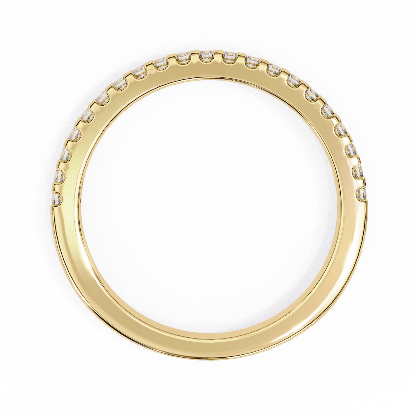 Round Cut Top Grade Lab Grown Diamond Elegant  Half Eternity 18k Solid Yellow Gold  Dainty Handmade Wedding Band