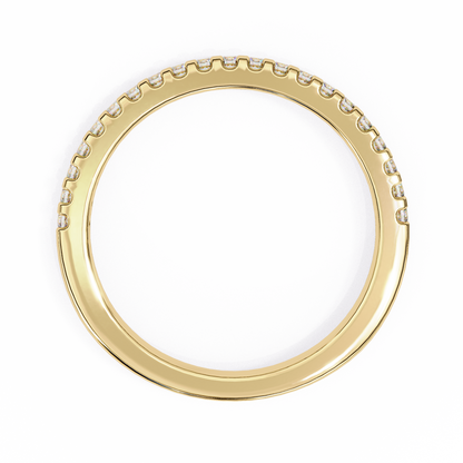 Round Cut Top Grade Lab Grown Diamond Elegant  Half Eternity 18k Solid Yellow Gold  Dainty Handmade Wedding Band