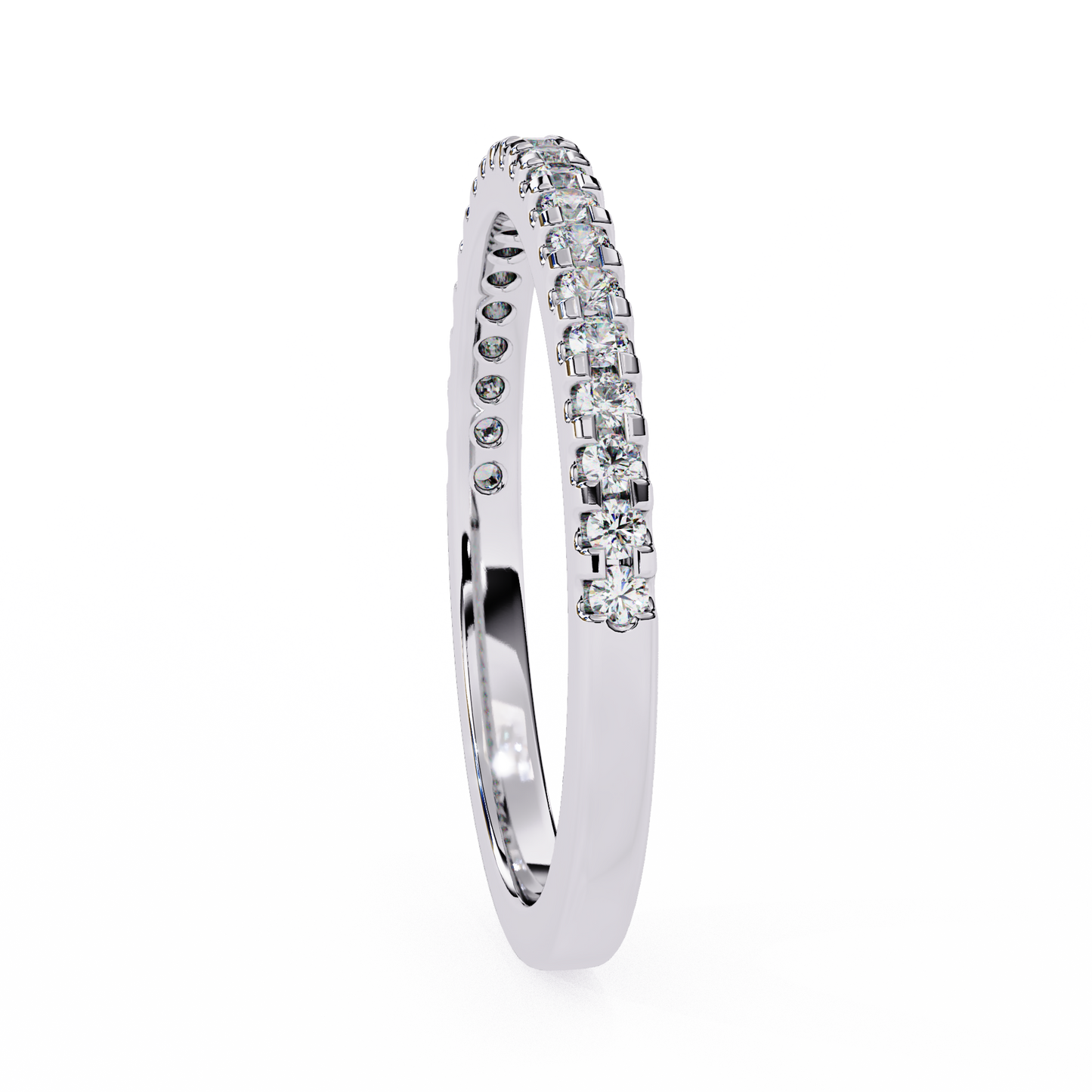 Round Cut Top Grade Lab Grown Diamond Elegant  Half Eternity 18k Solid Yellow Gold  Dainty Handmade Wedding Band