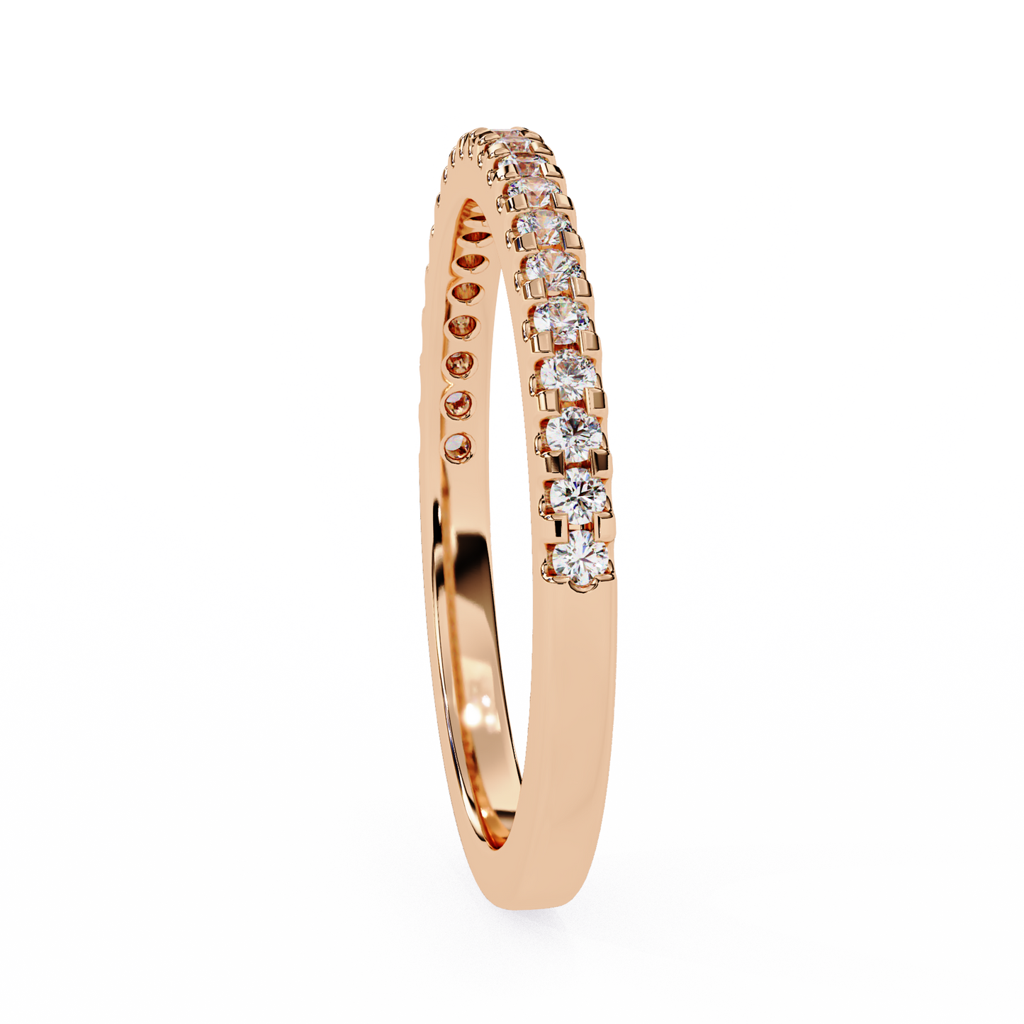 Round Cut Top Grade Lab Grown Diamond Elegant  Half Eternity 18k Solid Yellow Gold  Dainty Handmade Wedding Band