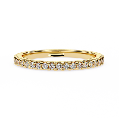 Round Cut Top Grade Lab Grown Diamond Elegant  Half Eternity 18k Solid Yellow Gold  Dainty Handmade Wedding Band