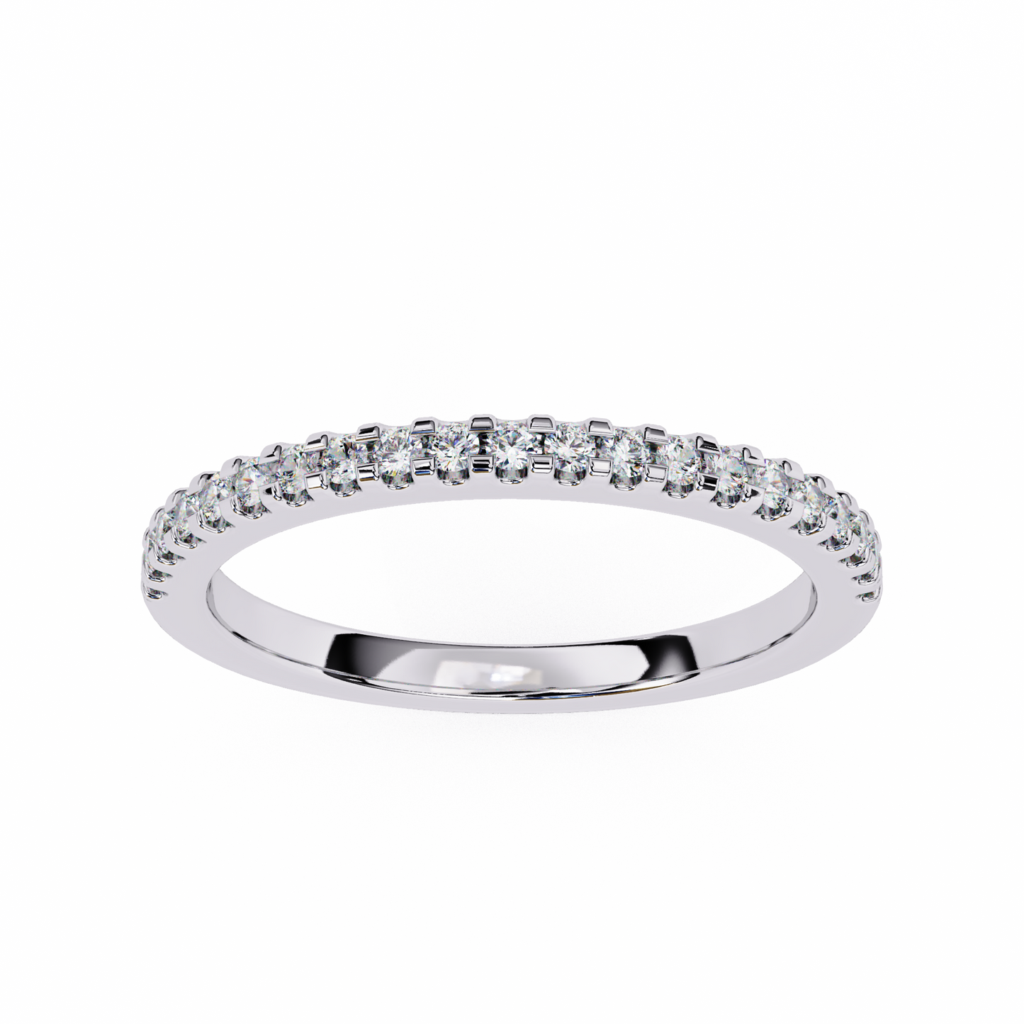 Round Cut Top Grade Lab Grown Diamond Elegant  Half Eternity 18k Solid Yellow Gold  Dainty Handmade Wedding Band