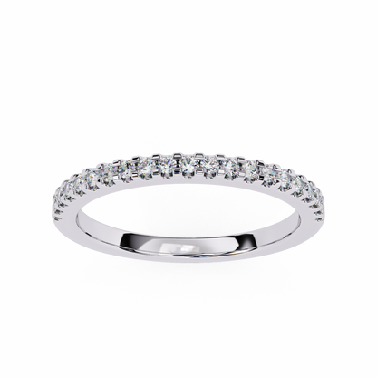Round Cut Top Grade Lab Grown Diamond Elegant  Half Eternity 18k Solid Yellow Gold  Dainty Handmade Wedding Band