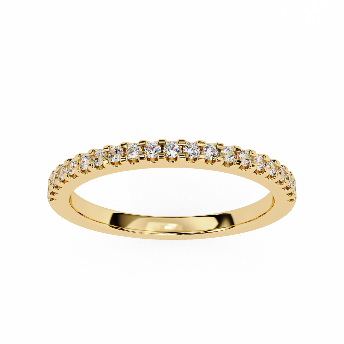 Round Cut Top Grade Lab Grown Diamond Elegant  Half Eternity 18k Solid Yellow Gold  Dainty Handmade Wedding Band