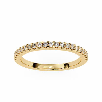 Round Cut Top Grade Lab Grown Diamond Elegant  Half Eternity 18k Solid Yellow Gold  Dainty Handmade Wedding Band