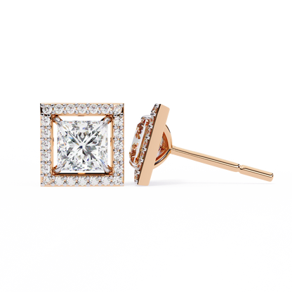 Princess And Round Cut Diamond Classic Unique Art Deco Stunning Vintage Stud Earring Gift For Her