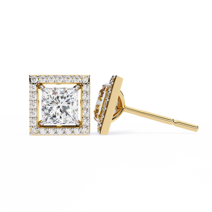 Princess And Round Cut Diamond Classic Unique Art Deco Stunning Vintage Stud Earring Gift For Her