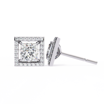 Princess And Round Cut Diamond Classic Unique Art Deco Stunning Vintage Stud Earring Gift For Her