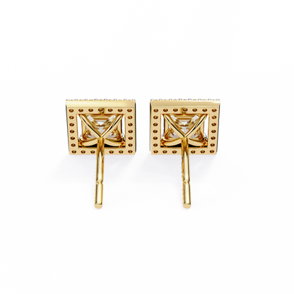 Princess And Round Cut Diamond Classic Unique Art Deco Stunning Vintage Stud Earring Gift For Her