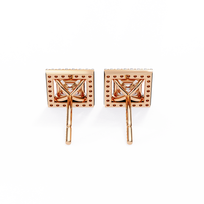 Princess And Round Cut Diamond Classic Unique Art Deco Stunning Vintage Stud Earring Gift For Her