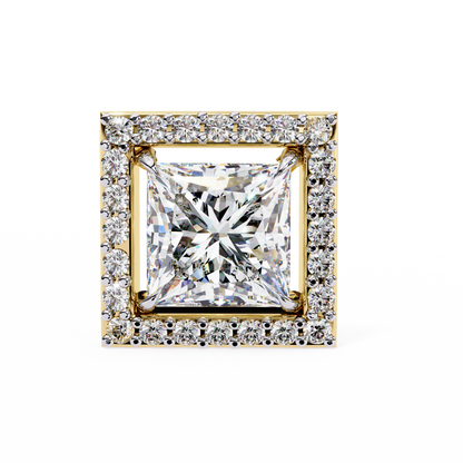 Princess And Round Cut Diamond Classic Unique Art Deco Stunning Vintage Stud Earring Gift For Her