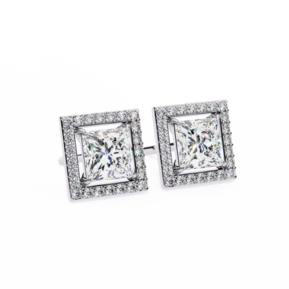 Princess And Round Cut Diamond Classic Unique Art Deco Stunning Vintage Stud Earring Gift For Her
