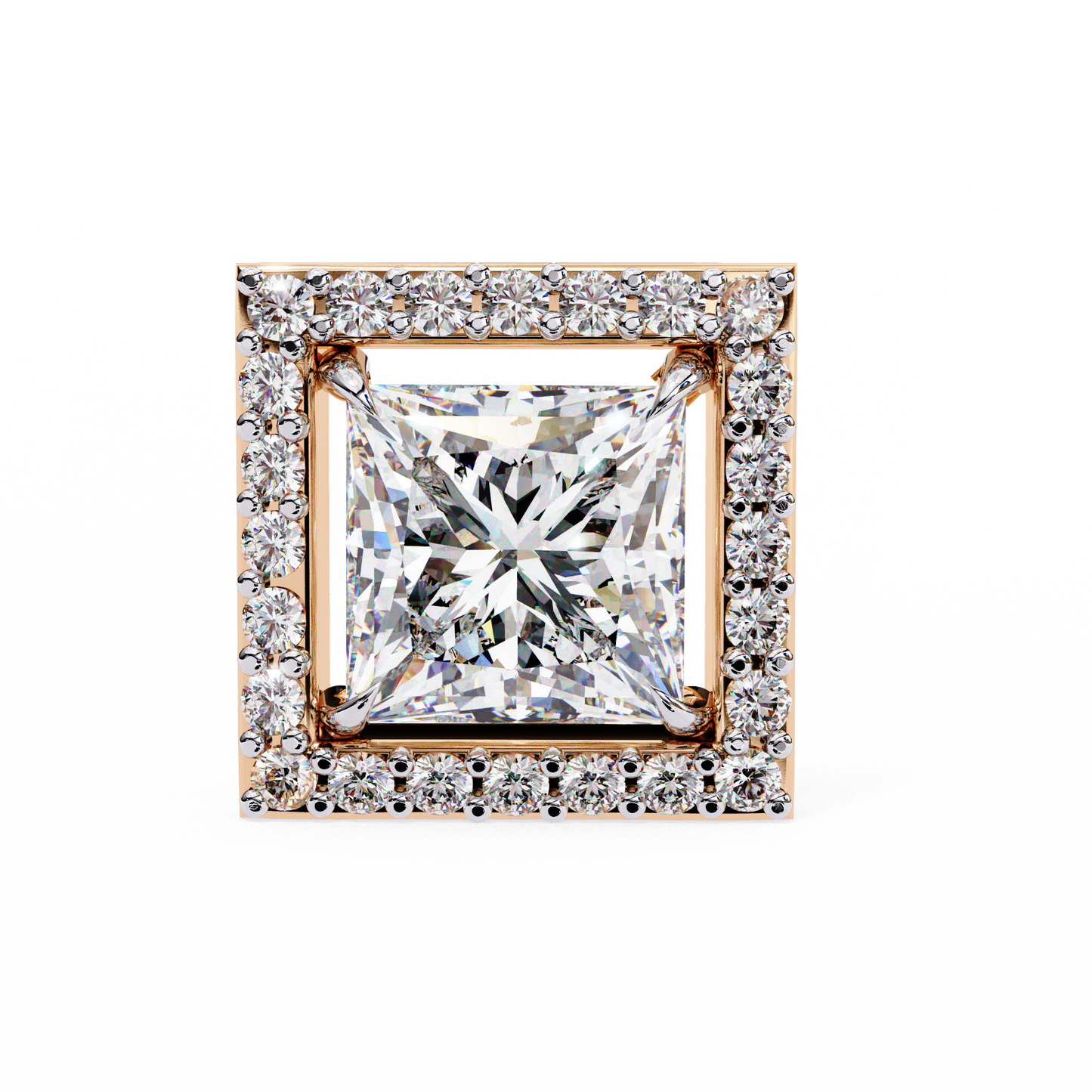 Princess And Round Cut Diamond Classic Unique Art Deco Stunning Vintage Stud Earring Gift For Her