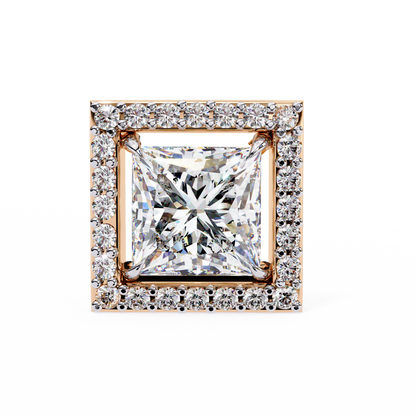 Princess And Round Cut Diamond Classic Unique Art Deco Stunning Vintage Stud Earring Gift For Her