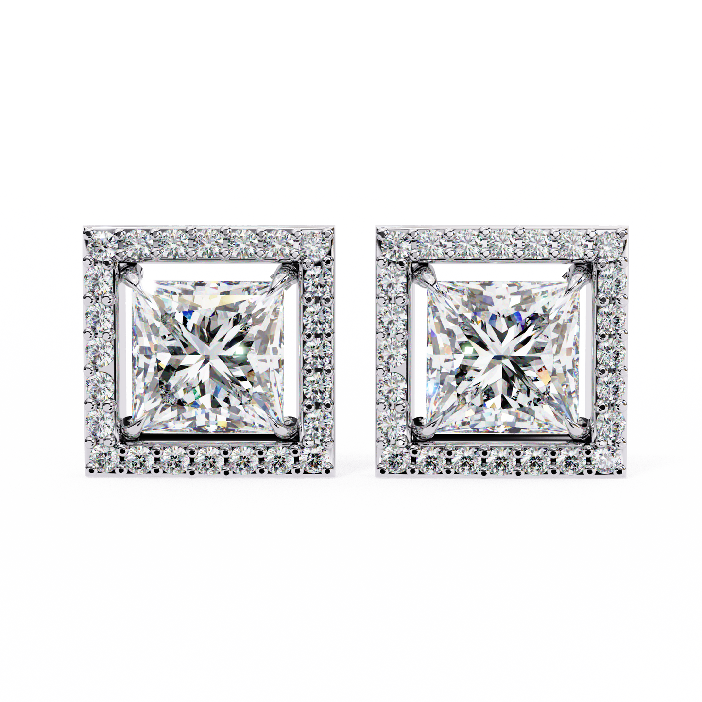 Princess And Round Cut Diamond Classic Unique Art Deco Stunning Vintage Stud Earring Gift For Her