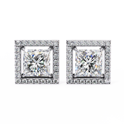 Princess And Round Cut Diamond Classic Unique Art Deco Stunning Vintage Stud Earring Gift For Her