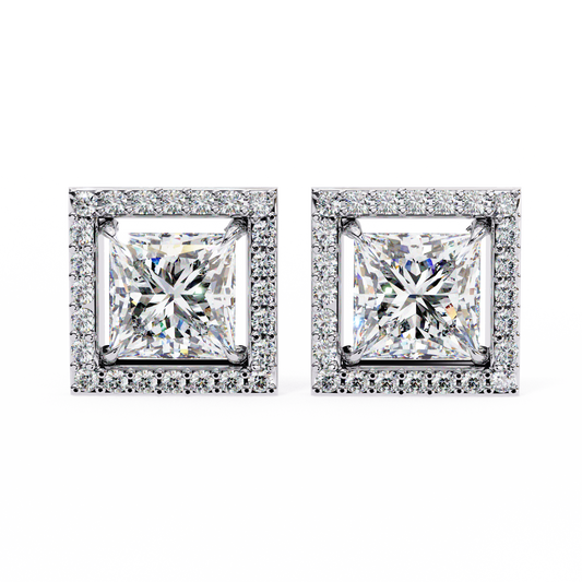 Princess And Round Cut Diamond Classic Unique Art Deco Stunning Vintage Stud Earring Gift For Her