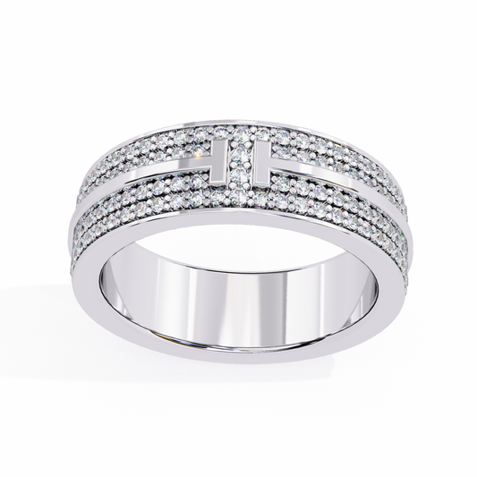 Round Cut Lab Grown Diamond Unique Half Eternity Beautiful Unisex Wedding Band