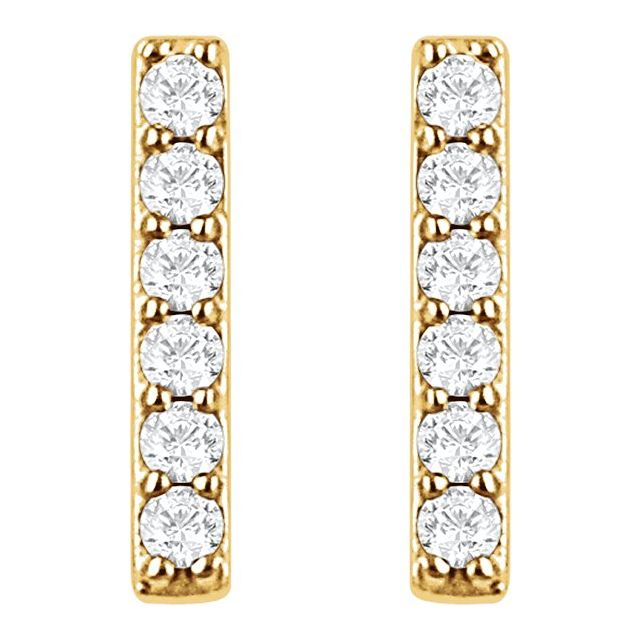 14K Yellow 1/10 CTW Lab-Grown Diamond Bar Earrings