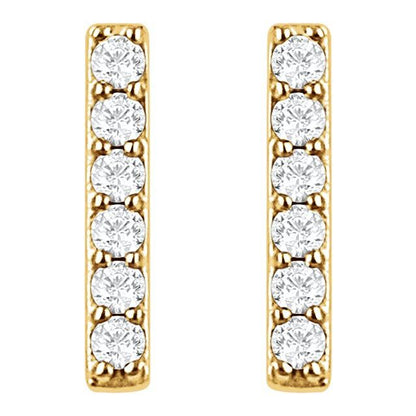 14K Yellow 1/10 CTW Lab-Grown Diamond Bar Earrings